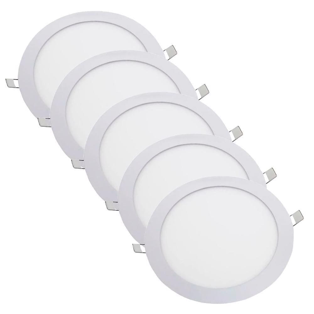 Kit 5 Luminária Plafon Led Redondo Embutir 24W 6500K - Noll