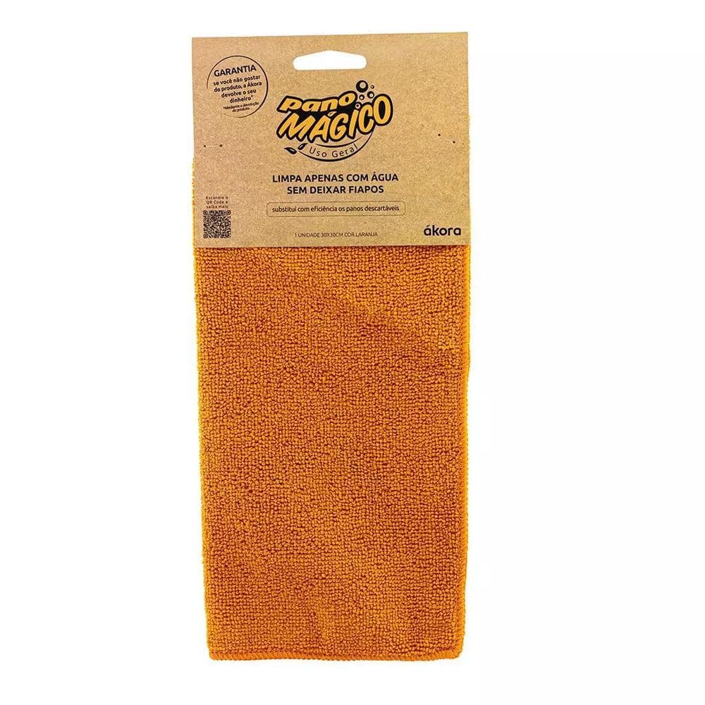 Pano Mágico Uso Geral  1 Unidade  Laranja - Akora 30x30cm