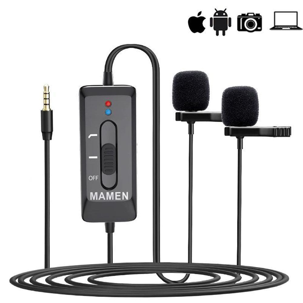 Microfone Lapela Duplo Profissional Mamen Km-D2 Pro Bateria