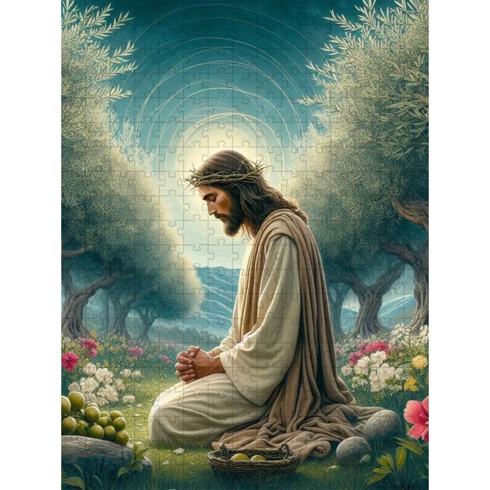 Quebra-Cabeça Religiosos Jesus No Horto De 120 Peças Em Mdf