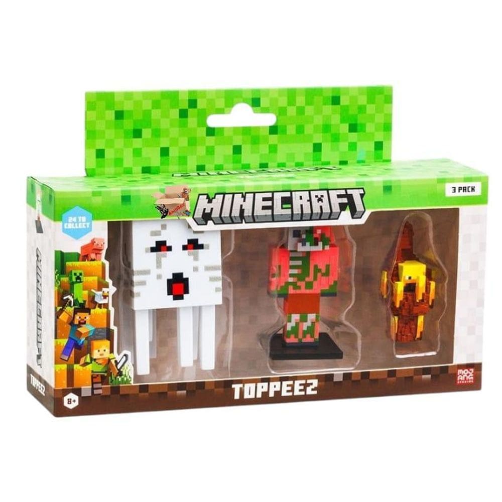 Kit Pack Brinquedo 3 Bonecos Ação Minecraft 3D Colecionáveis