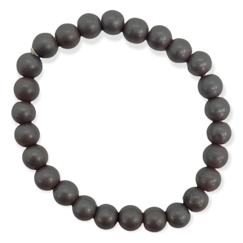 Pulseira Pedra Hematita 8 Mm E Silicone