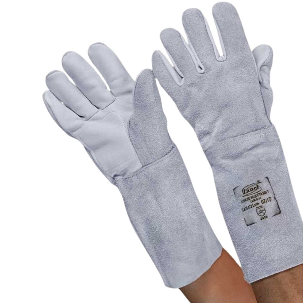 Luva de Vaqueta Mista Longa com Dorso e Punho em Raspa Zanel CA 16072
