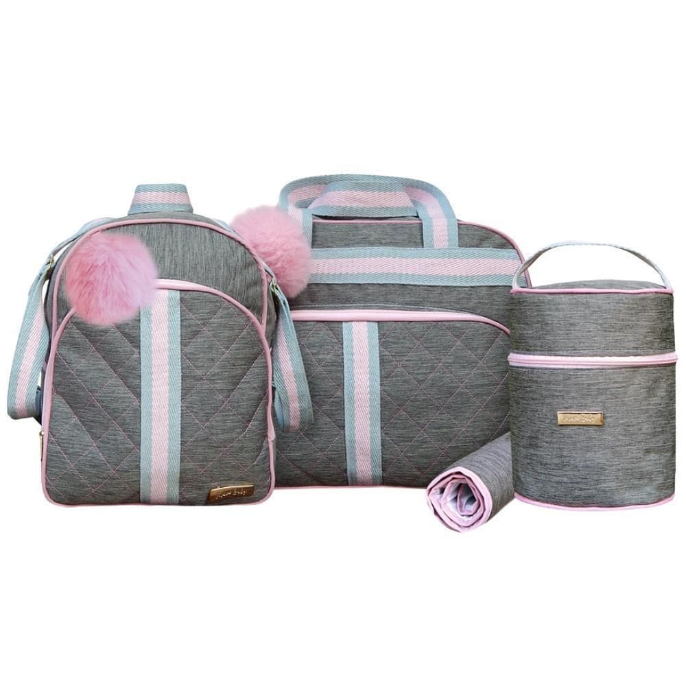 Kit Bolsas Bebê Mave Baby Urban Premium Cinza E Rosa