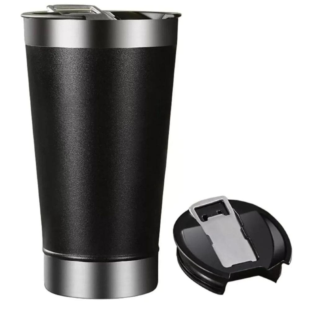 Copo De Bebidas Térmico Tampa E Abridor Inox Parede Dupla