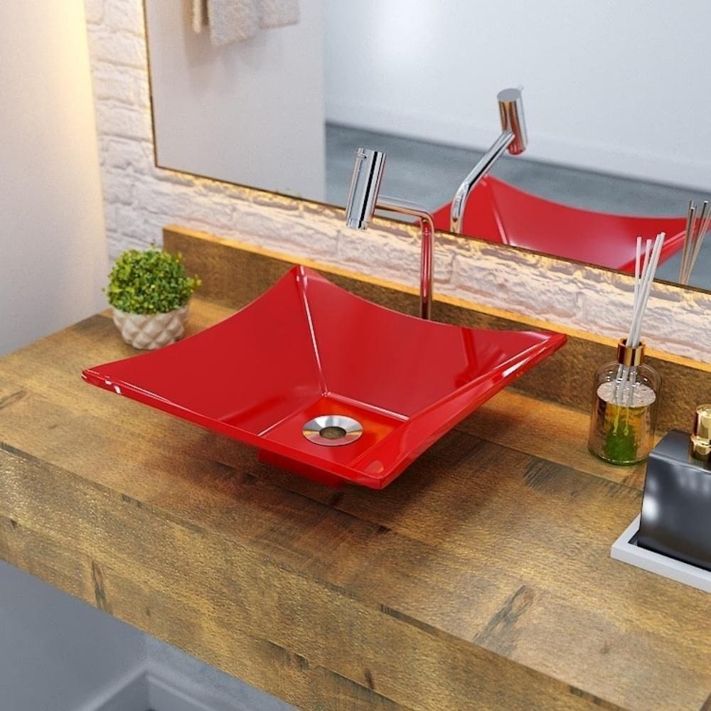 Kit Cuba L34 Com Válvula 1`` (2,6cm) + Sifão Pvc + Flexível Vermelho