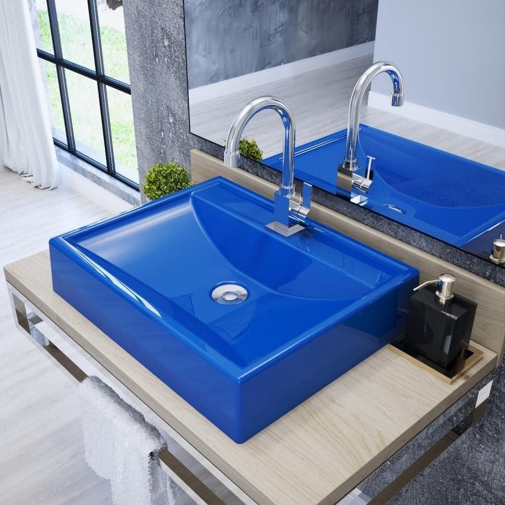 Kit Cuba Rt49 Com Válvula Click 1``b (2,6cm) + Sifão Pvc + Flexível Azul Escuro