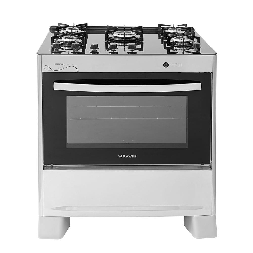 Fogão 5 Bocas Neo Glass Mesa Vidro Suggar Bivolt Prata