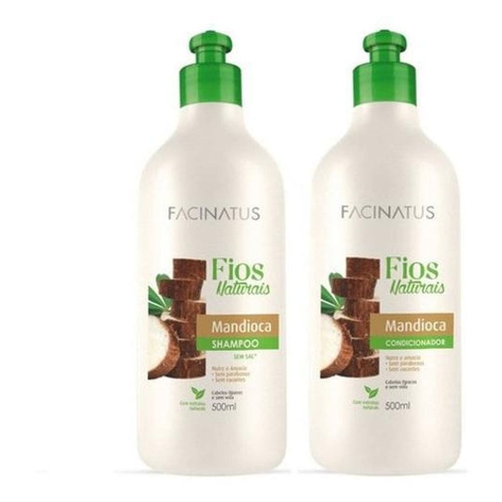 Kit Shampoo E Condicionador Fios Naturais De Mandioca