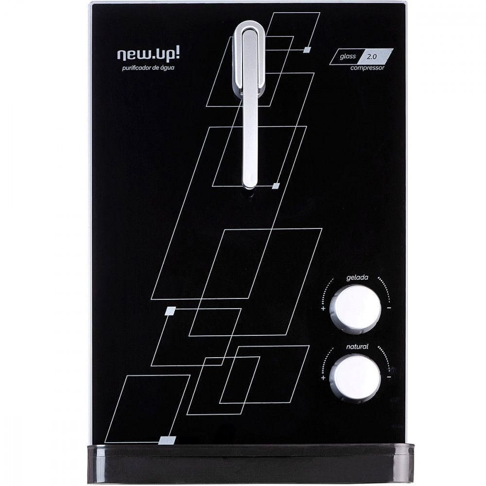 Purificador de Água Compressor Refrigerado Glass 2.0 de Mesa ou Suspenso Preto New.Up 127v