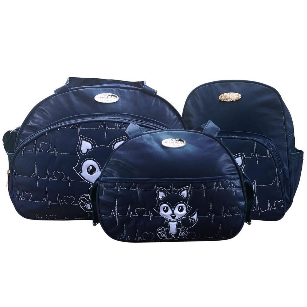 Kit Bolsas Maternidade Mave Baby Raposinha Azul Marinho
