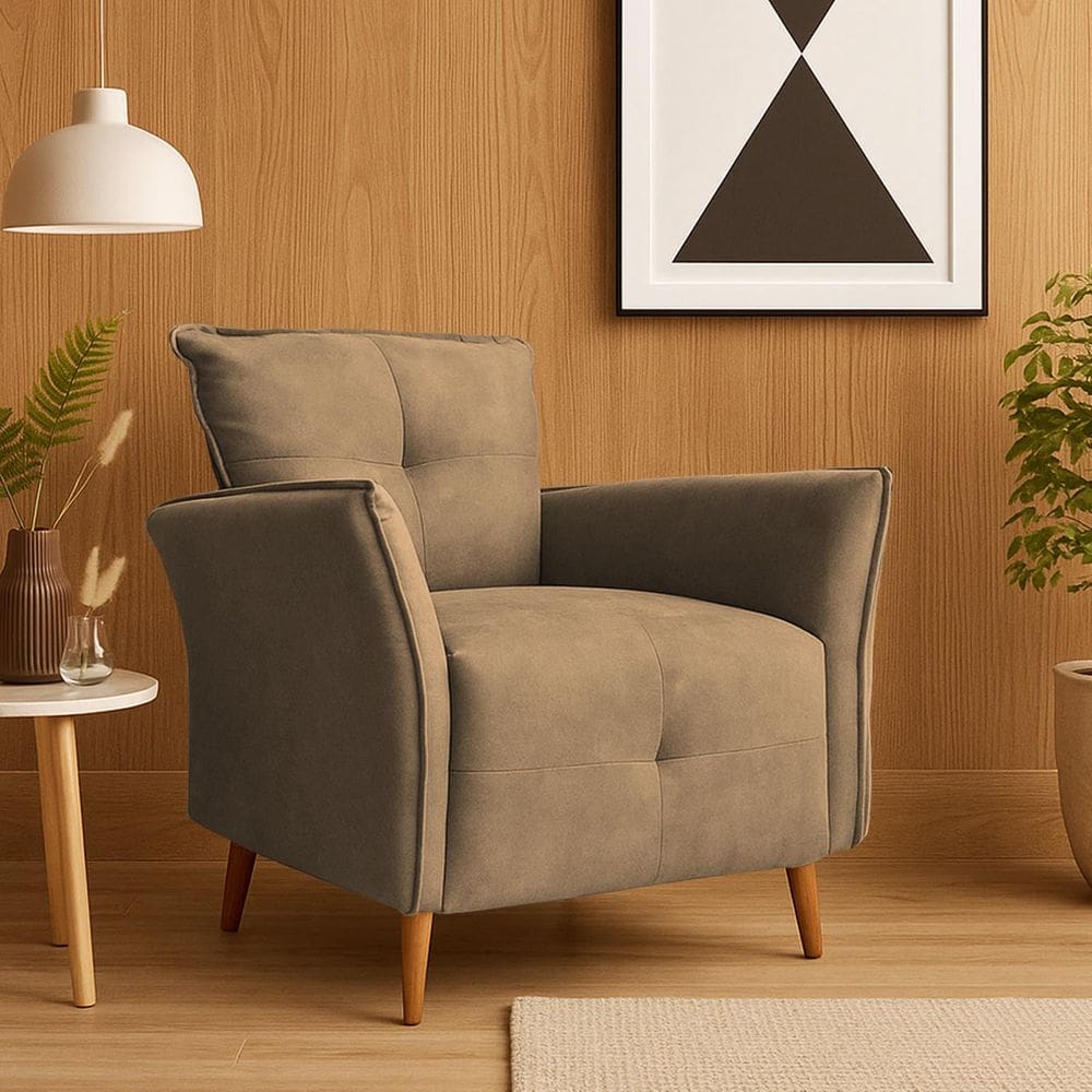 Poltrona Decorativa Para Sala De Estar E Recepção Monaliza Capuccino