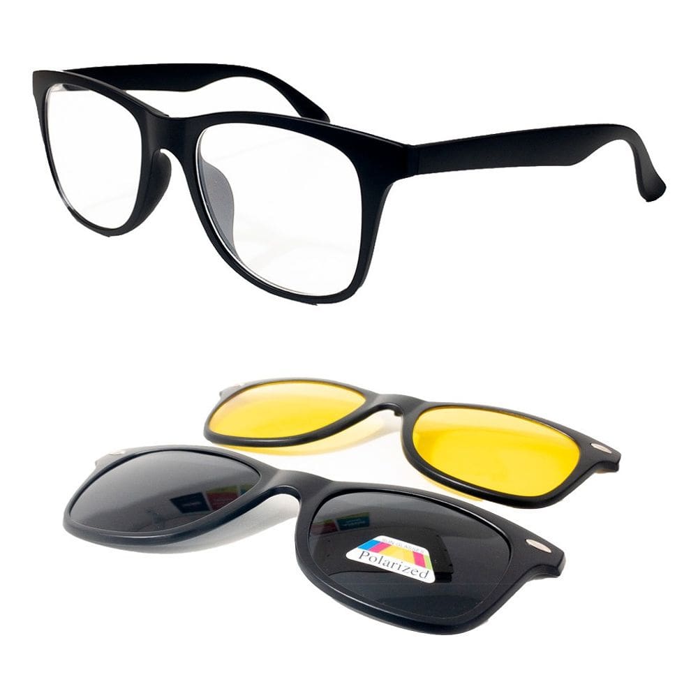 Armação Para Óculos + 2 Lentes Clip On Solar E Noturna 2208
