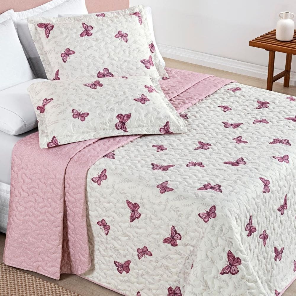 Colcha Casal Super King Cama Box Nyla Kit Cobre Leito Dupla