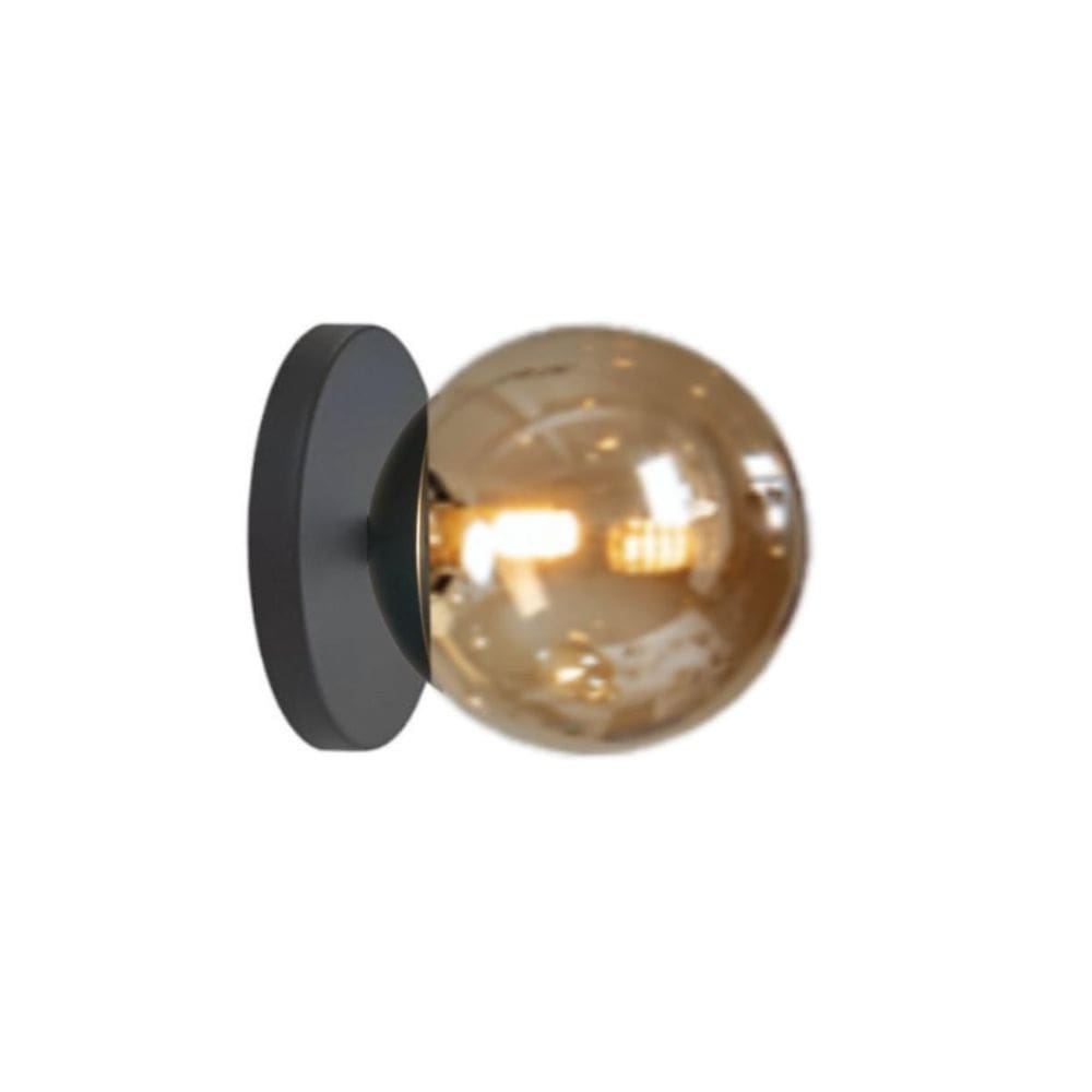 Arandela Jabuticaba Preto Fosco 12,5cm - Luminária Vidro