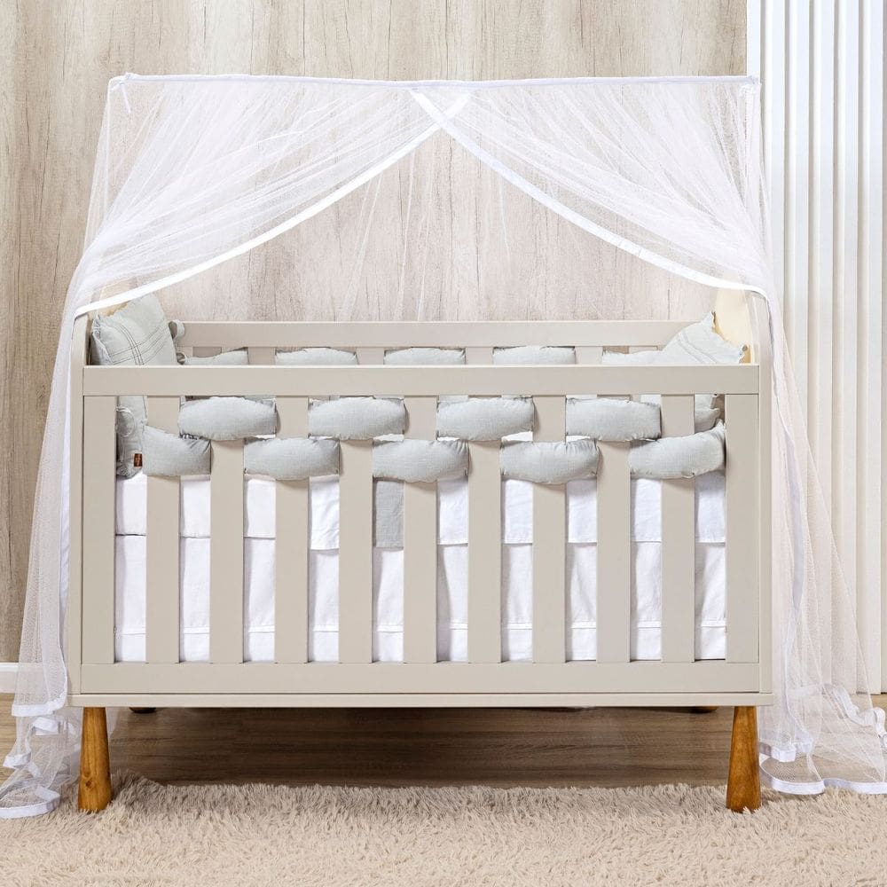 Mosquiteiro Berço Varal Tule c/ Viés Branco - Batistela Baby
