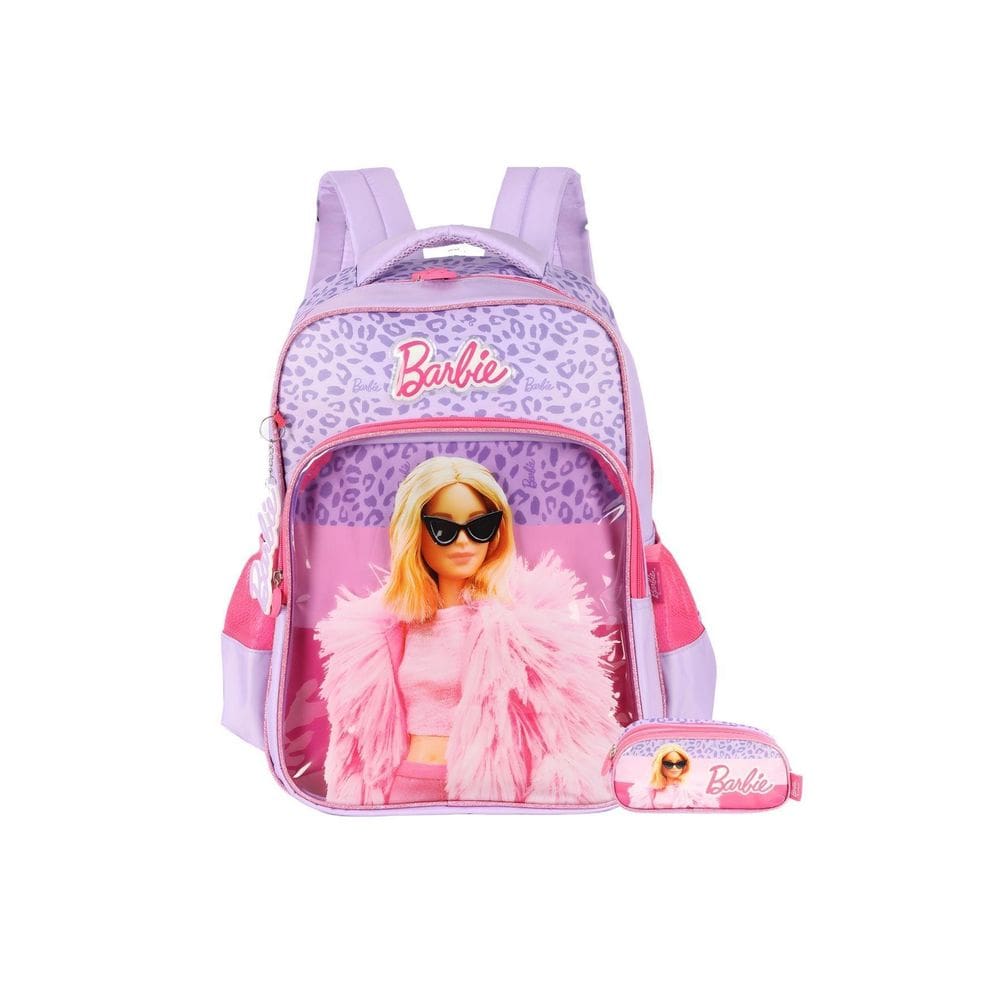 Kit Escolar Mochila Costas+Estojo Barbie - Violeta