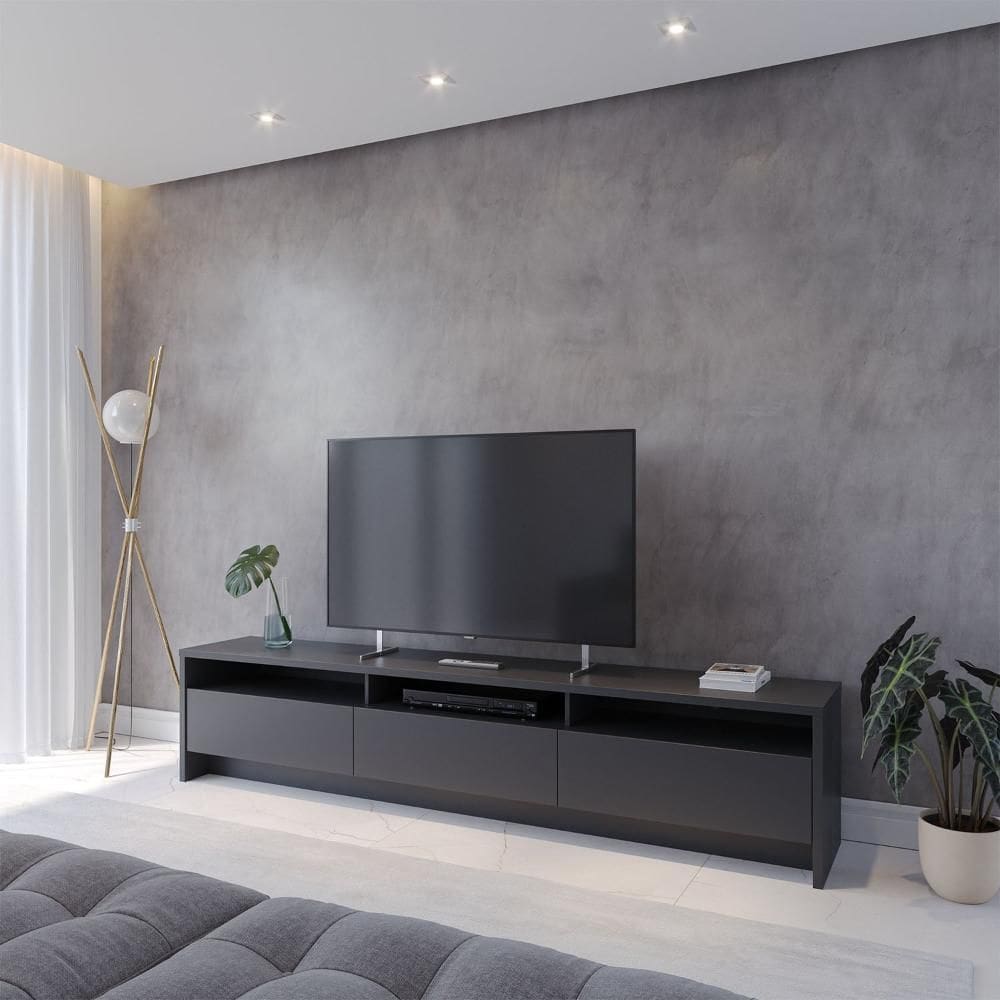 Rack para TV Até 75" 3 Portas Aspen 219 cm - Preto Fosco