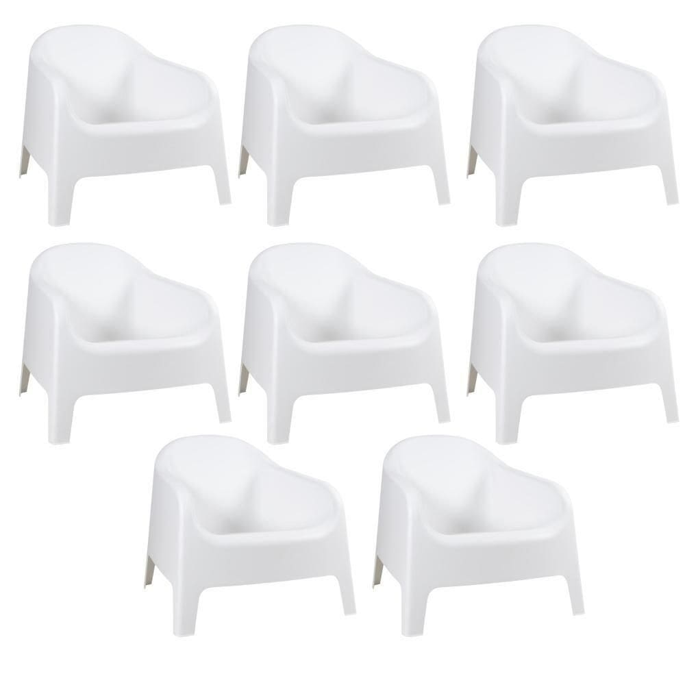 Kit 8 Cadeiras Poltrona Para Jardim Varanda Skarpo Branco