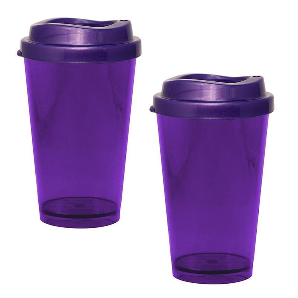 Kit 2 Copos Cristal Mug Lilás 320Ml Plástico