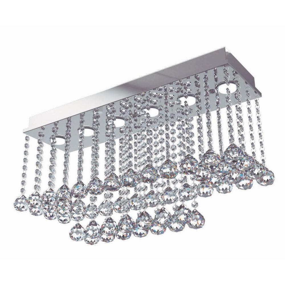 Plafon de Cristal  Retangular L62X19cm A30cm Soq 6XGU10