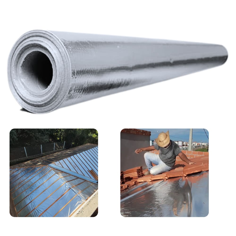Manta Térmica Dupla Face Reforçada com Tecido de Ráfia para Telhado - 50 Metros