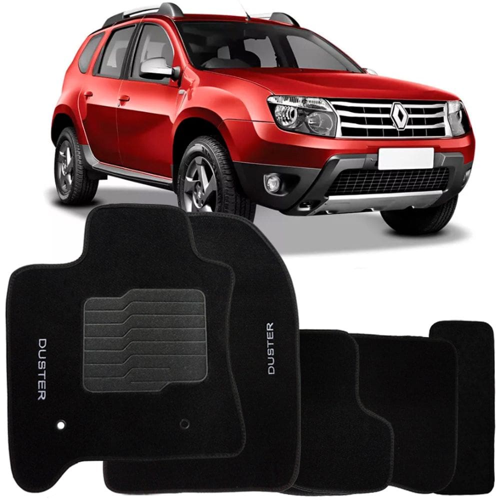 Jogo de Tapete Automotivo Carpete Renault Duster 2011 à 2015 Soft Logo Bordado 5 Peças