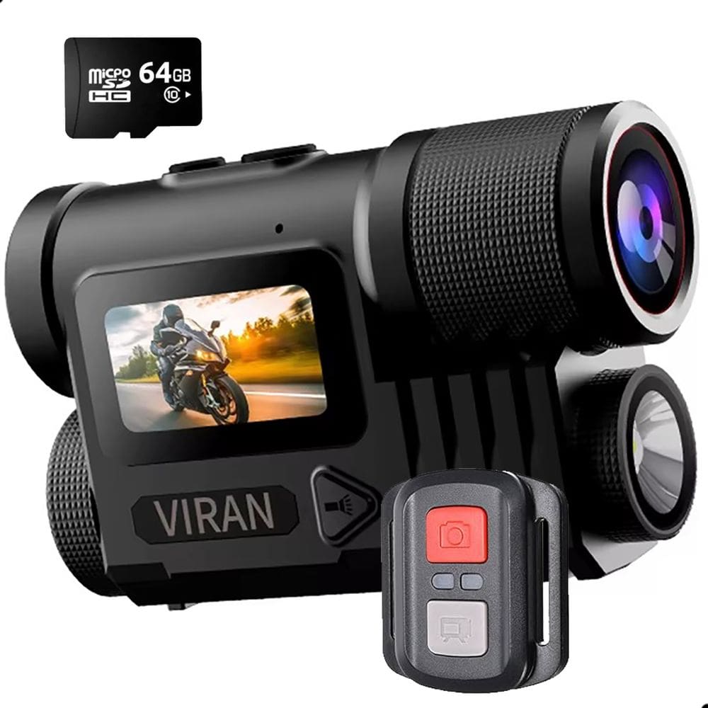 Câmera de ação 5k VIRAN V12 64GB Capacete Moto Lanterna Comando Voz Wifi 4k 60fps Prova d’água IP67