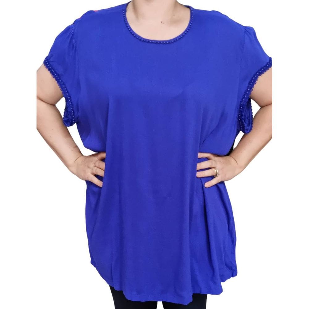 Blusa Feminina Raio de Luz Rendas e Apliques Plus Size
