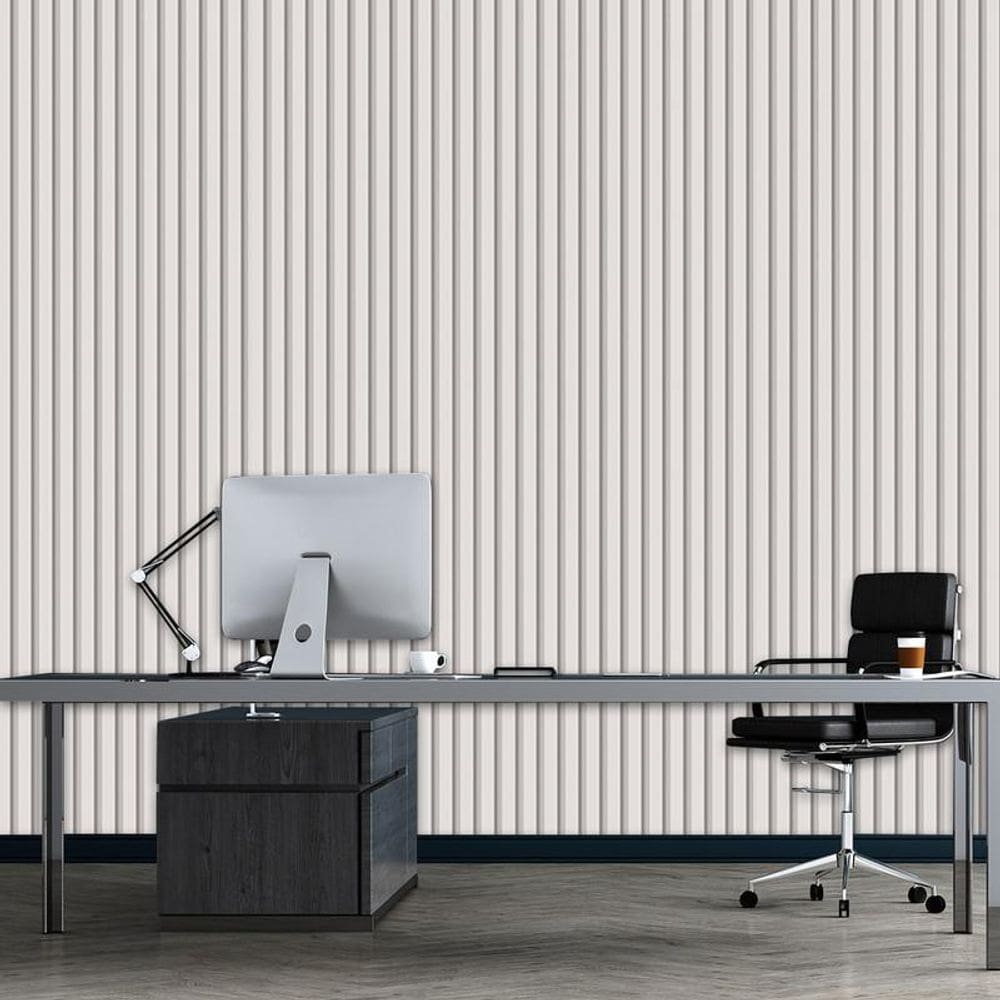 Papel De Parede Efeito Ripas Cinza Claro Adesivo Lavavel