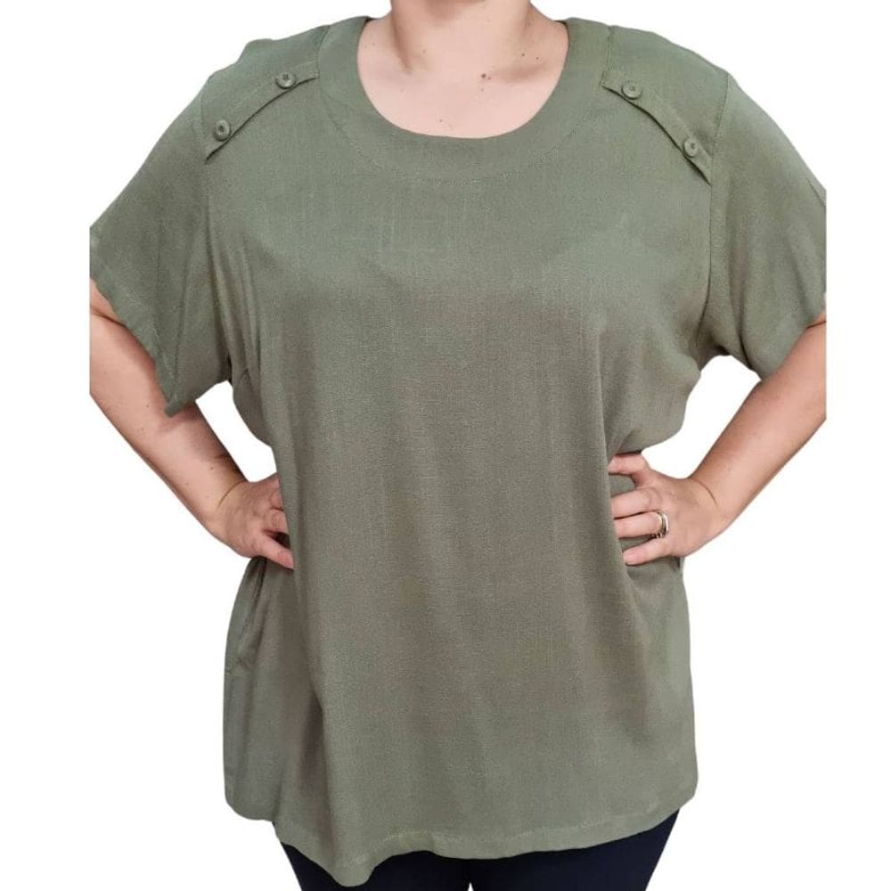 Blusa Feminina Raio de Luz Básica Verde Plus Size