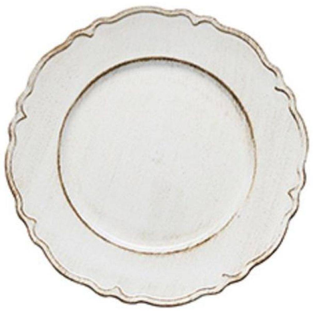 Sousplat Patinado De Plástico Moon Branco 25Cm