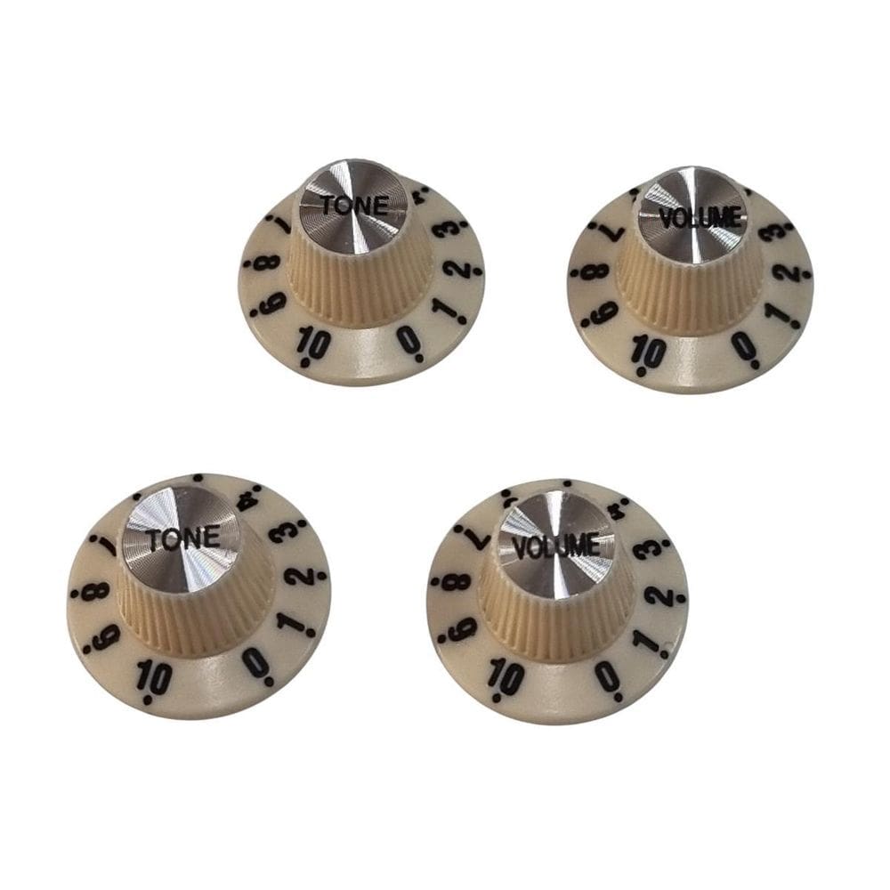 Knob Para Guitarra Estilo Fender Retrô Creme Kit Com 4