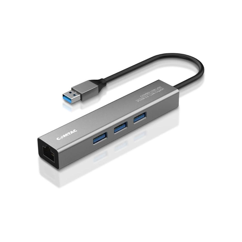 Hub USB 3 Portas USB 3.2 + 1 Porta RJ45 Gigabit Comtac
