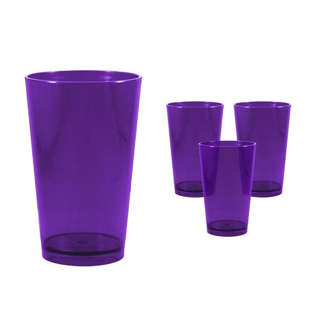 Kit 4 Copos Cancun Cristal Lilás 320Ml Plástico