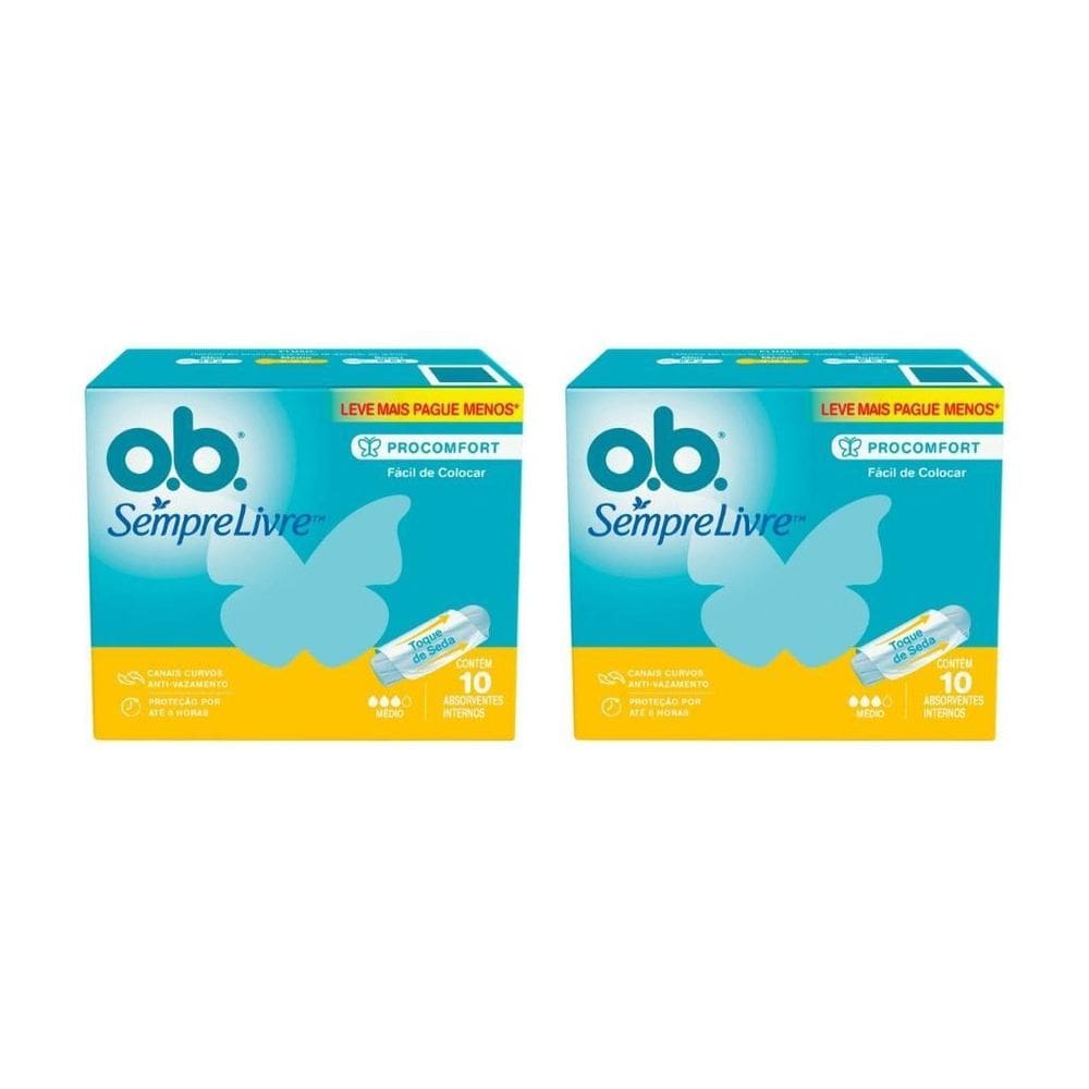 Absorvente Ob Com 10Un Medio Sempre Livre - Kit Com 2Un