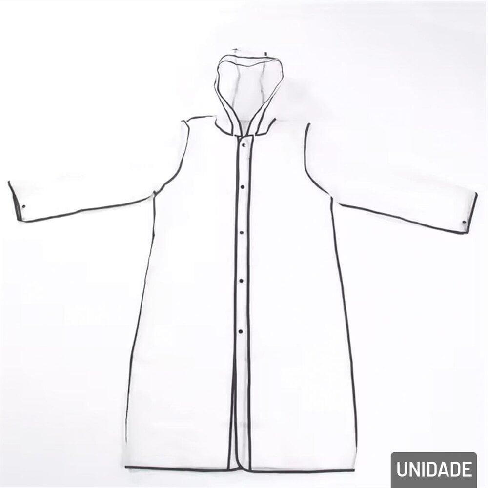 Capa de Chuva Adulto com Botões Touca Transparente - Tudo em Caixa