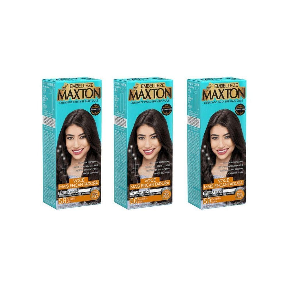 Coloraçao Maxton 5.0 Castanho Claro Romance-Kit C/3Un