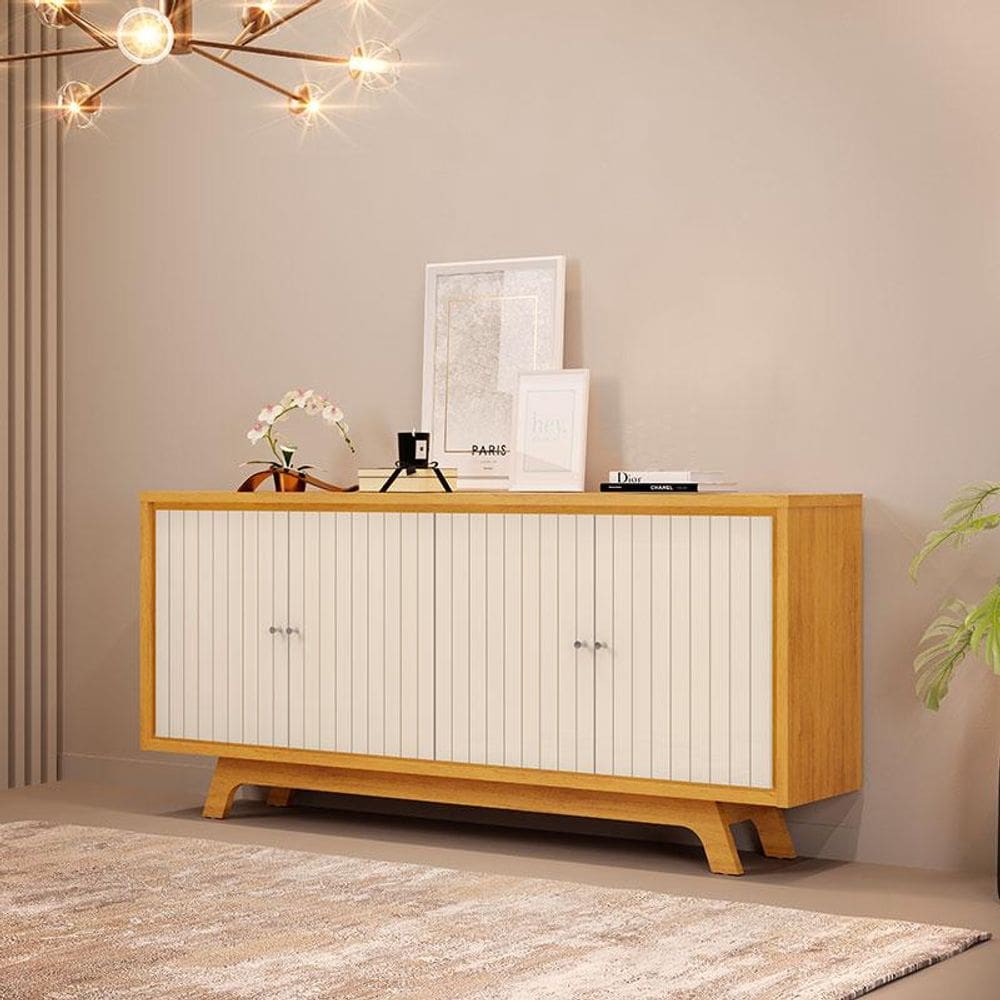 Aparador para Sala Buffet Ambiente Salle Cedro Off White - DJ Móveis