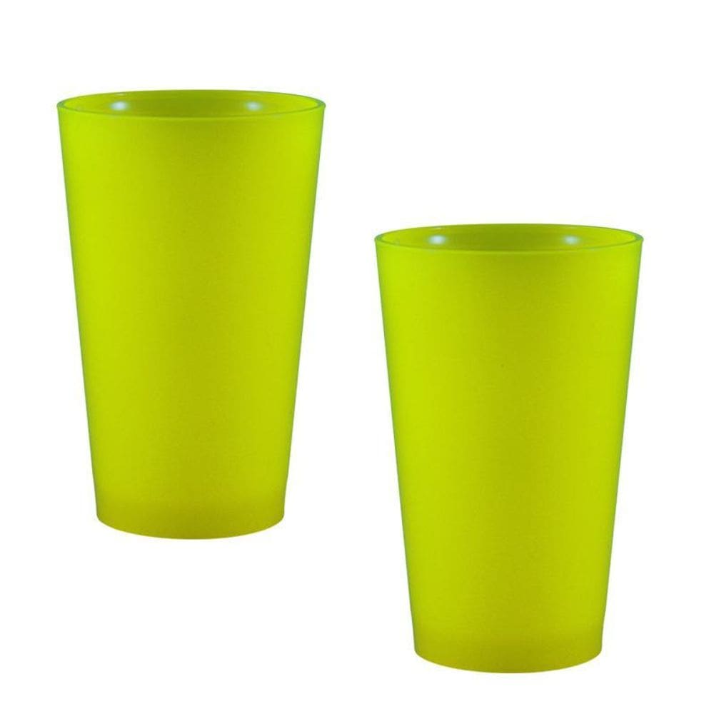Kit 2 Copos Cancun Amarelo Neon 320Ml Plástico Premium