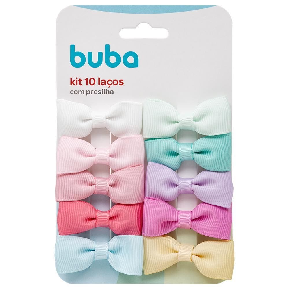 Kit Com 10 Laços Infantil Variados Com Presilha 15302 - Buba