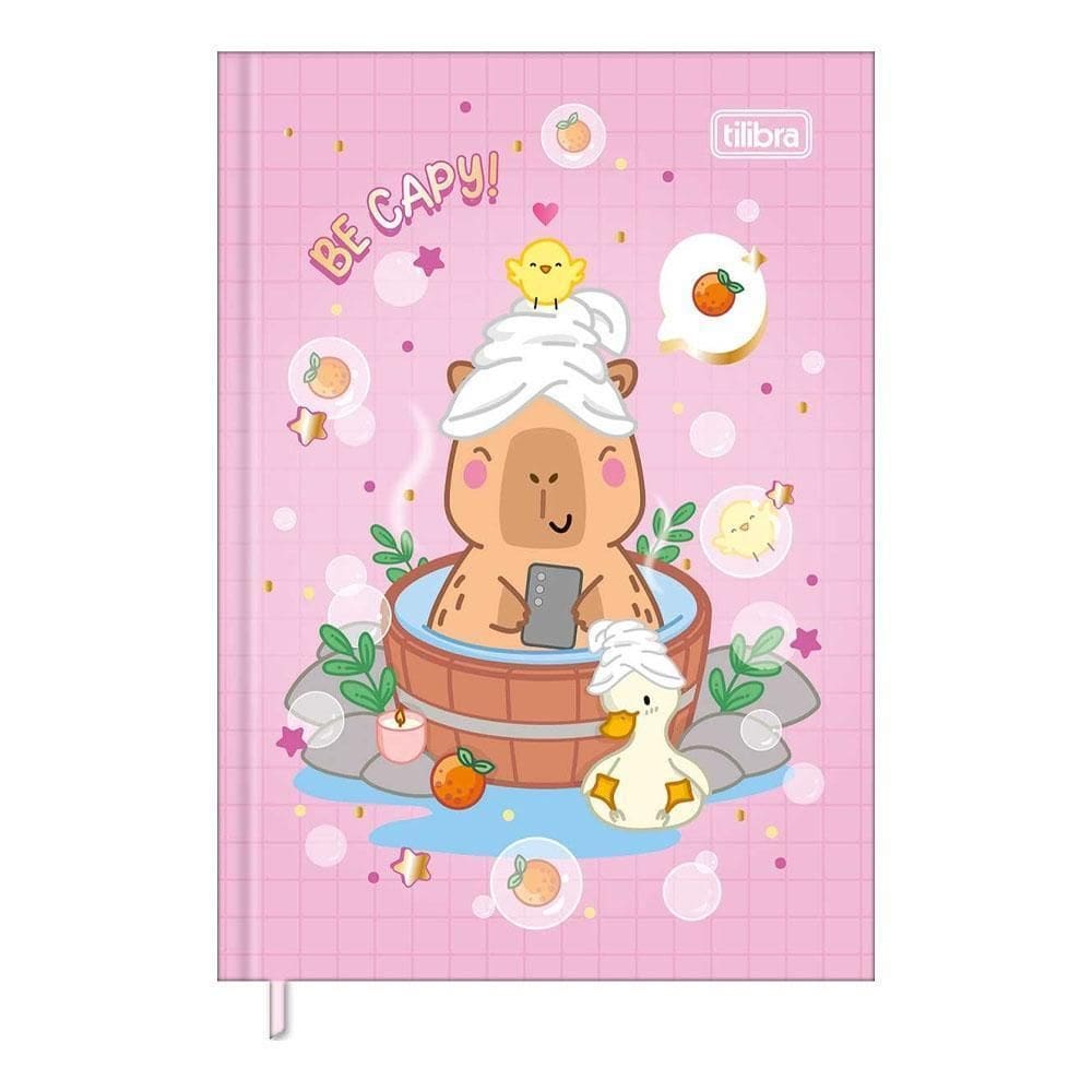 Caderneta 96Fls Cost 104X147 Capyclub Capivara Rosa Tilibra