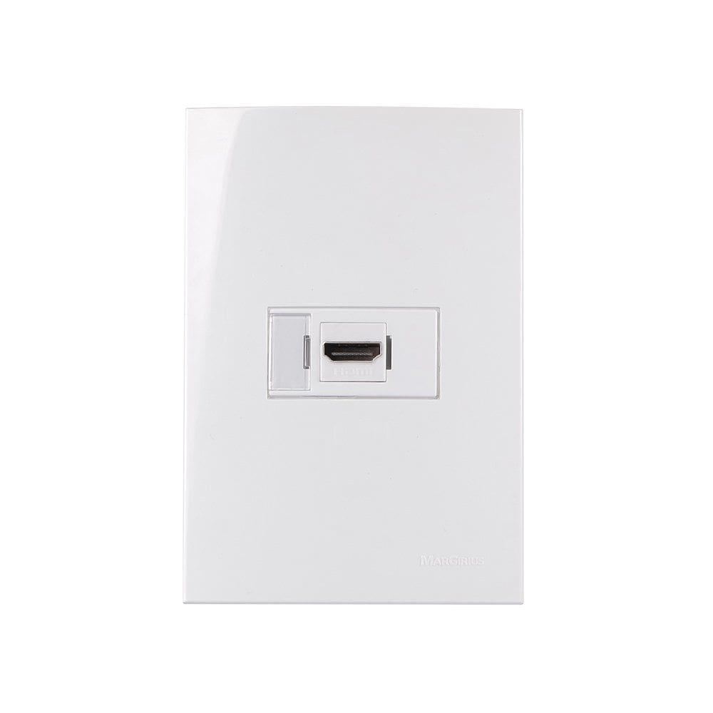 Tomada HDMI MarGirius Sleek com Placa 4x2 Branca
