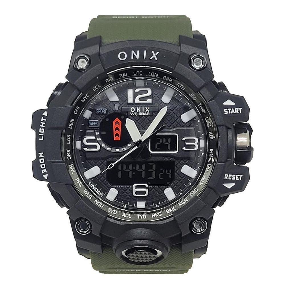 Relógio Masculino Onix Anadigi Ox117 Verde E Preto