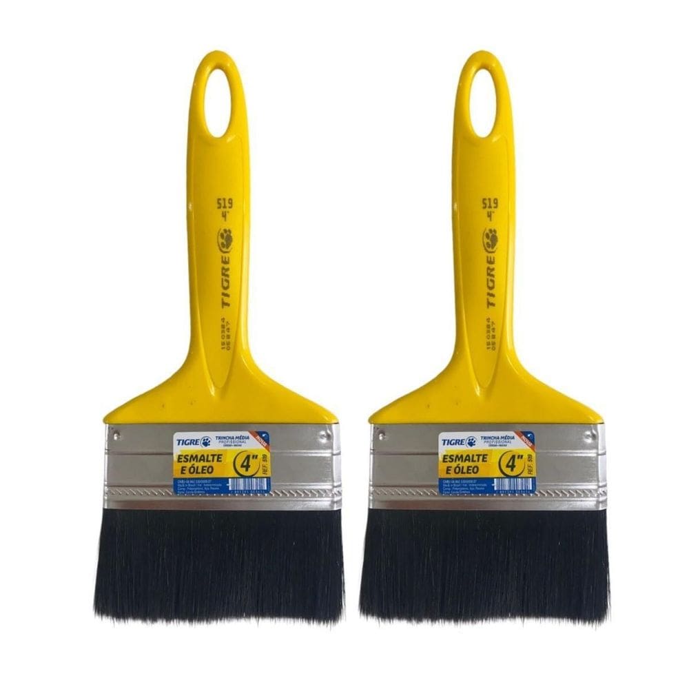 Kit 2 Trincha Pincel Pintura Tinta Esmalte Óleo 4`` Tigre