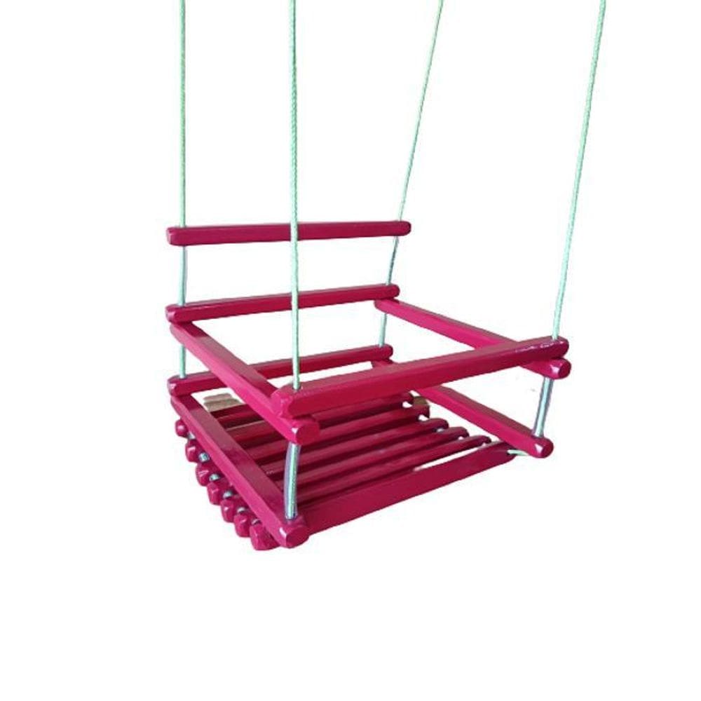Balanço Gangorra Infantil Madeira 35X35 Rosa Suporta 80Kg
