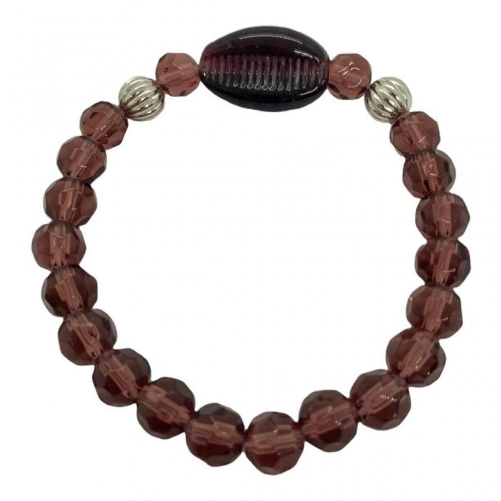 Pulseira Nana Búzios Lilás Cristal E Silicone