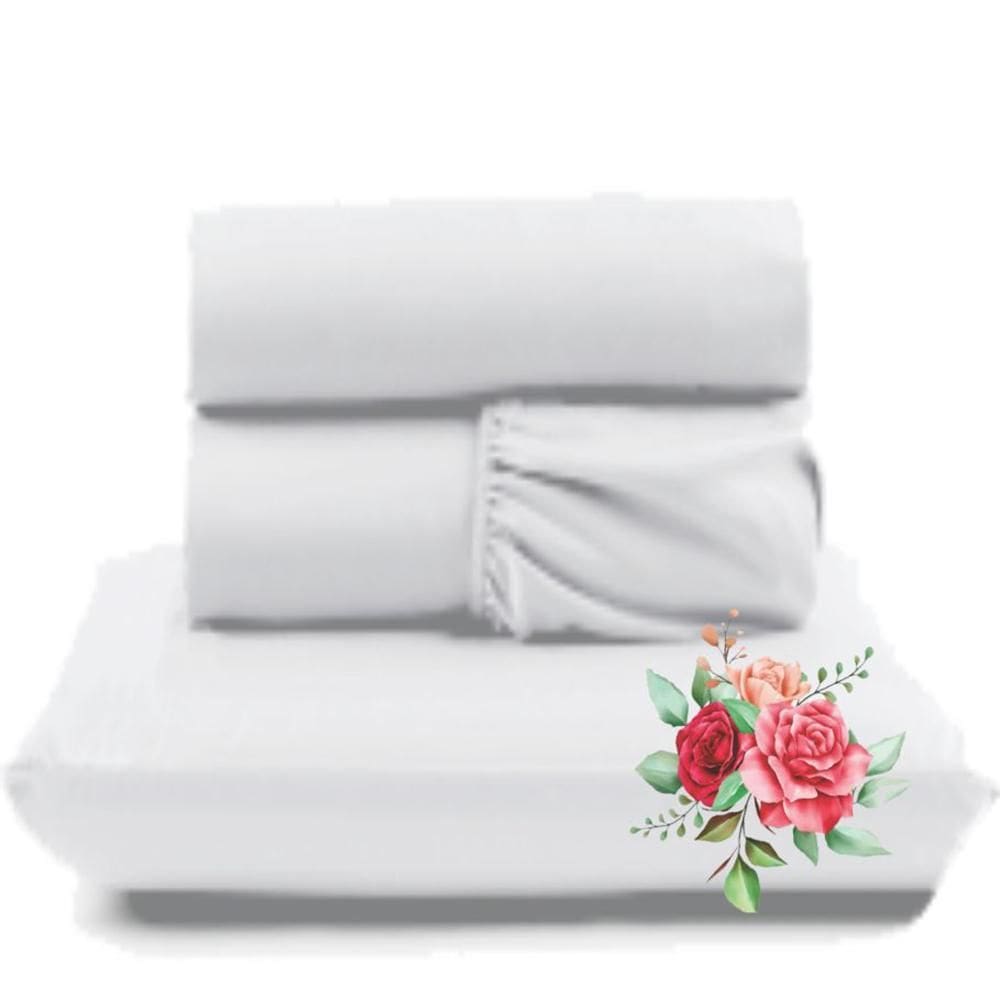 Jogo Lençol Dia A Dia Percal Solteiro 3 Peças Barato Branco