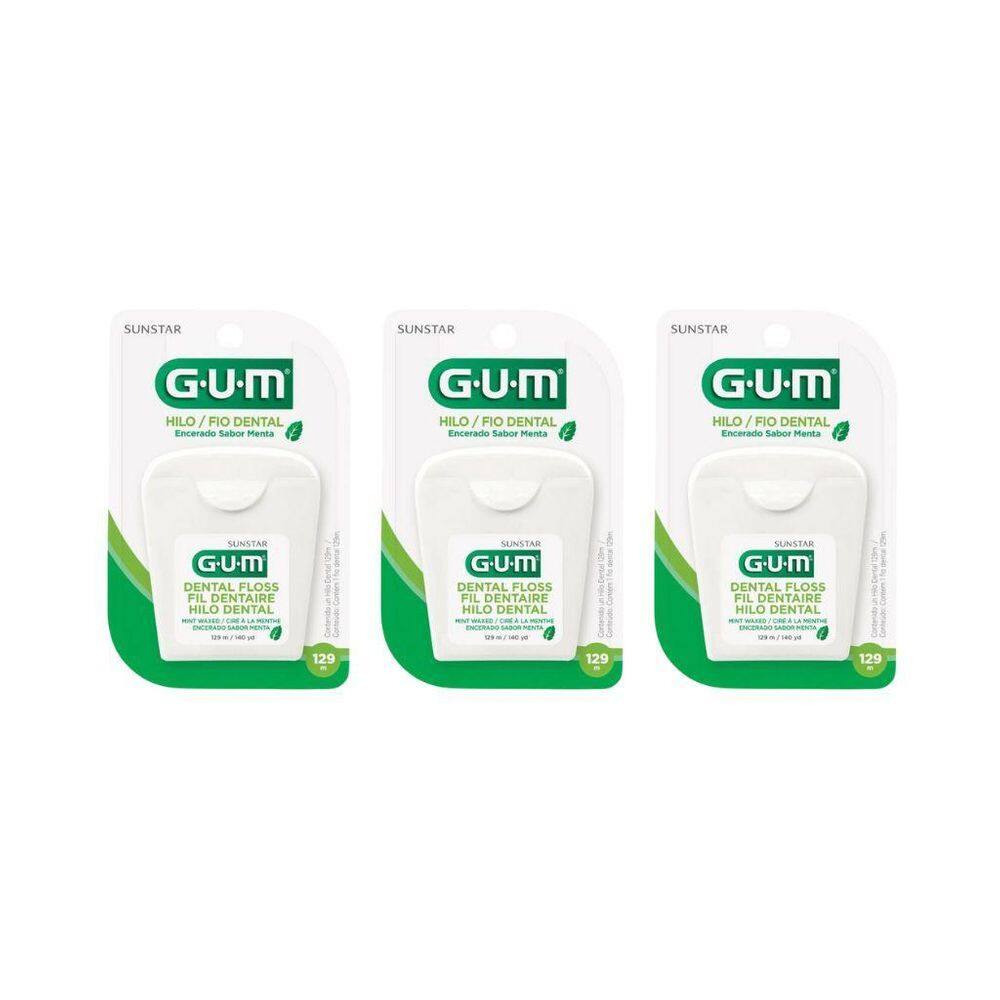 Fio Dental Gum 129M Menta - Kit Com 3Un