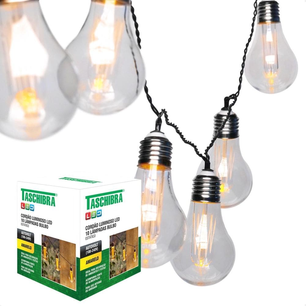 5 Cordão Varal De Luz Cipro Led 10 Lâmpadas Vintage